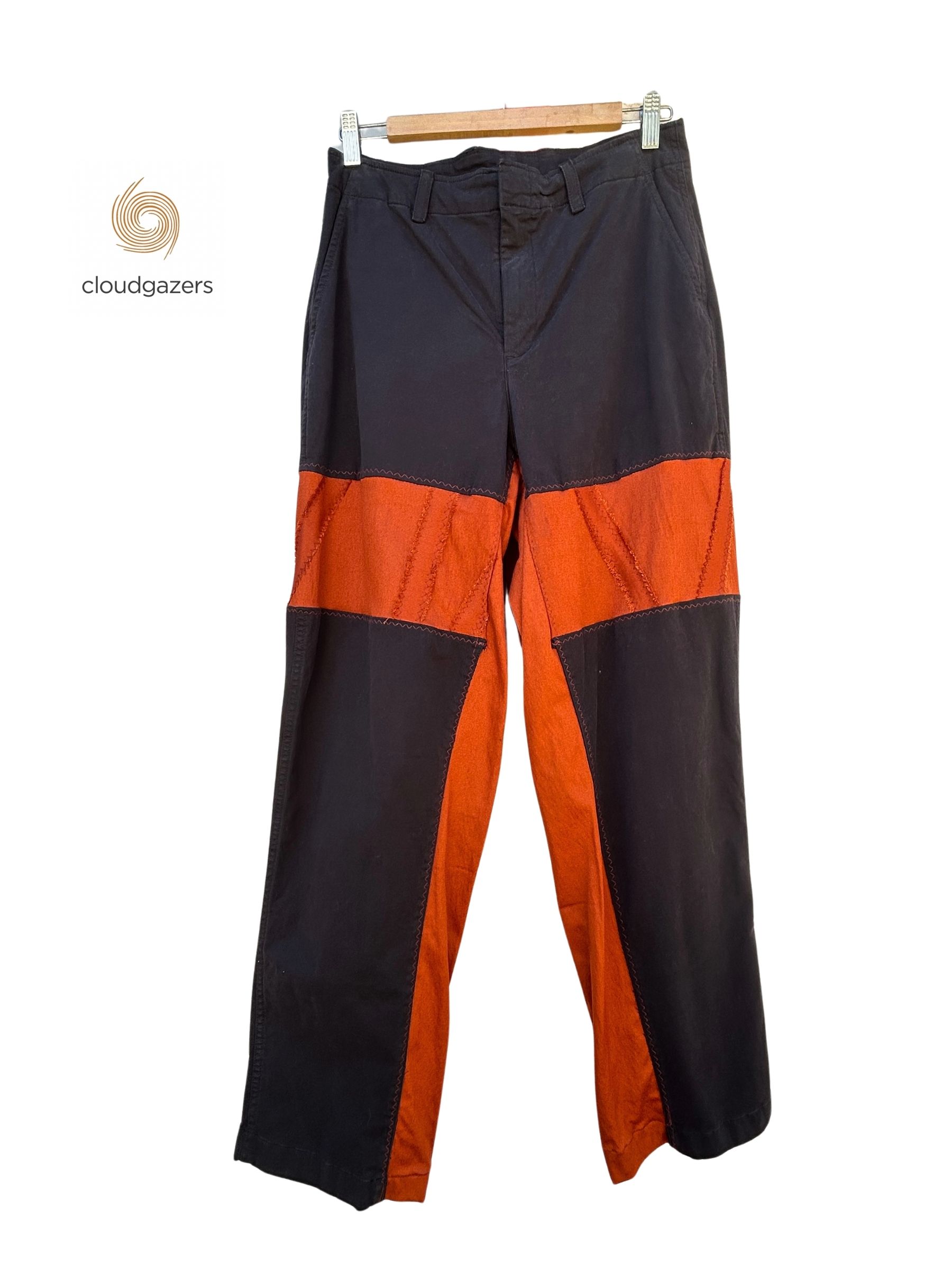 Black & Orange Color Panel Chino Pants - Image 2