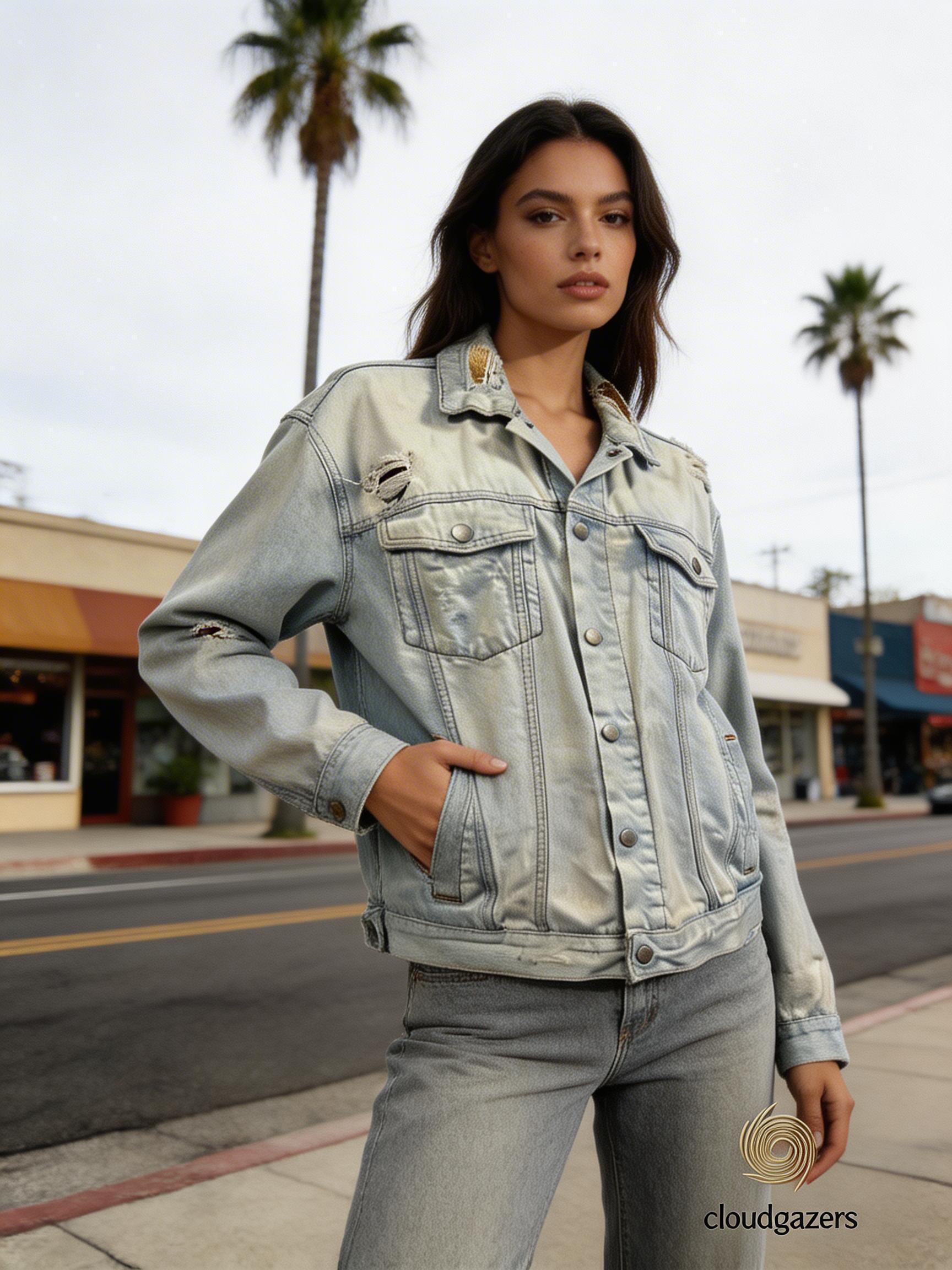 Duck Patch Upcycled Denim Jacket featuring vintage-wash denim, handmade duck patch, and faux fur nest on the back.